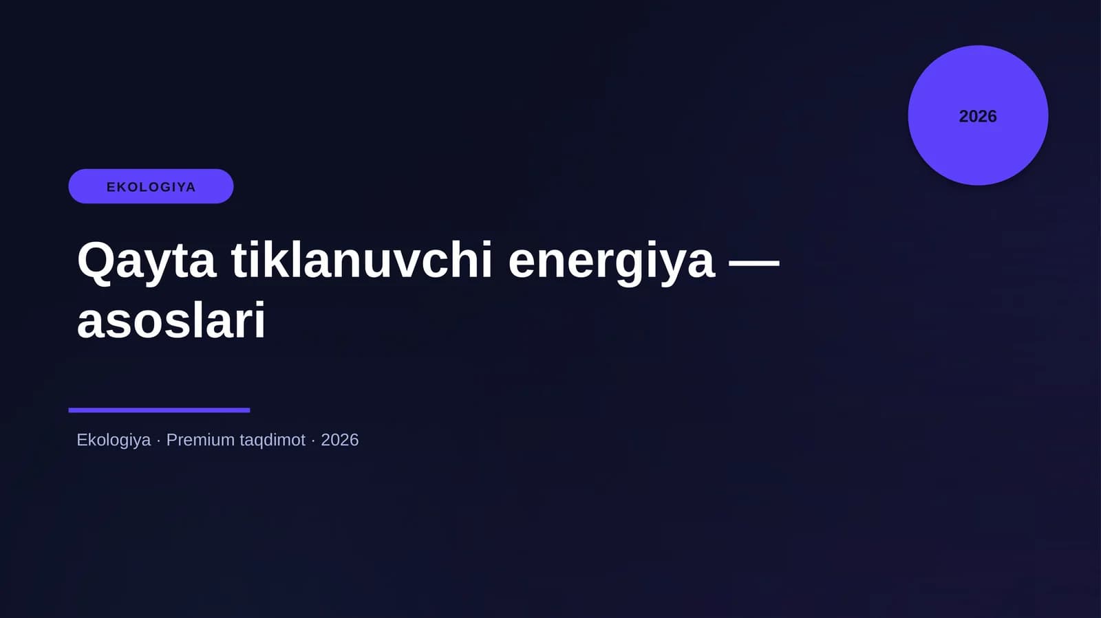 Qayta tiklanuvchi energiya — asoslari