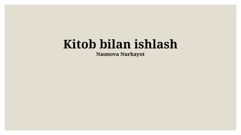 Kitob bilan ishlash