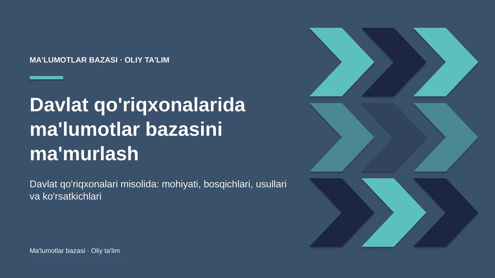 Davlat qo'riqxonalarida ma'lumotlar bazasini ma'murlash