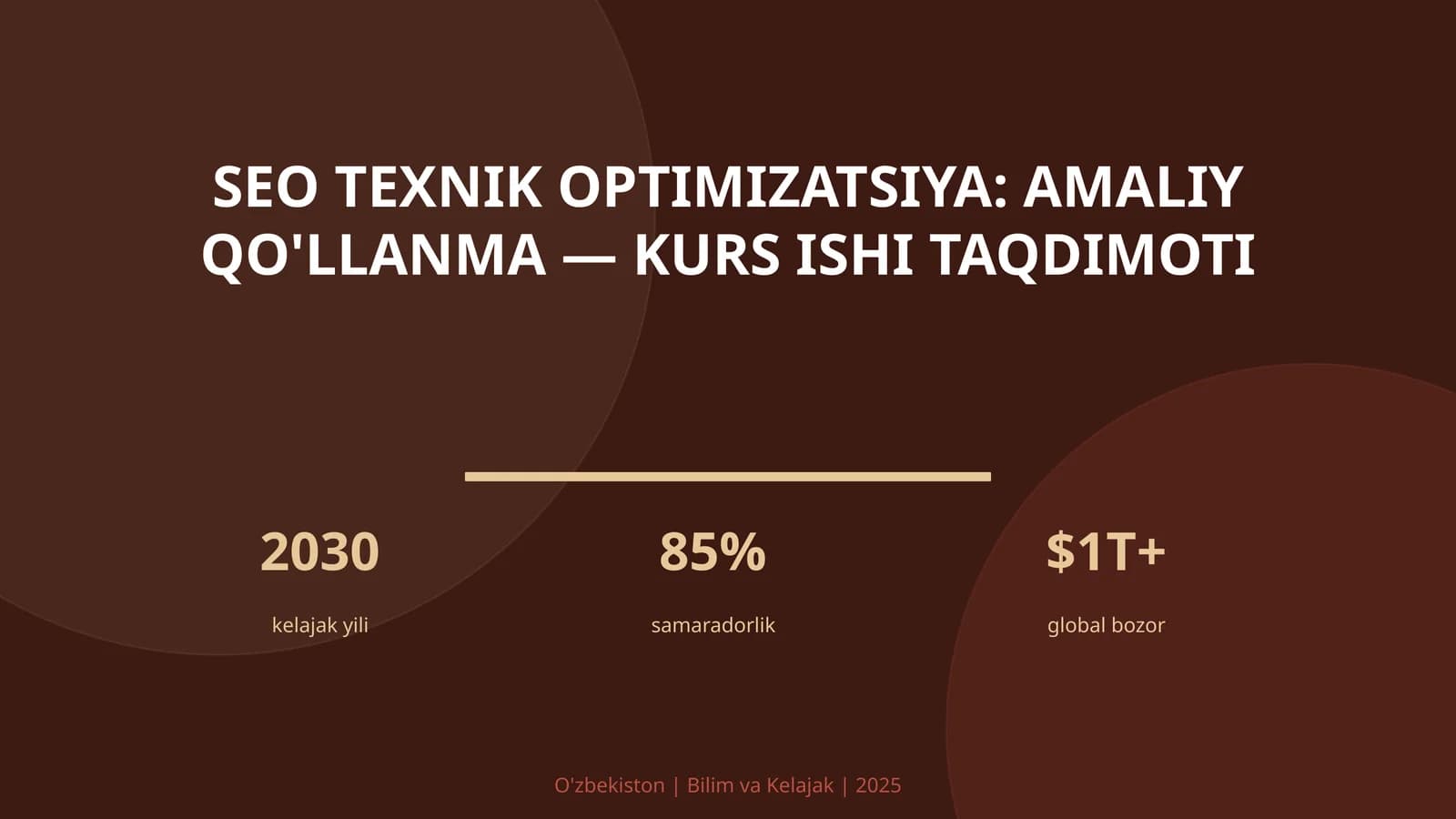 SEO TEXNIK OPTIMIZATSIYA: AMALIY QO'LLANMA