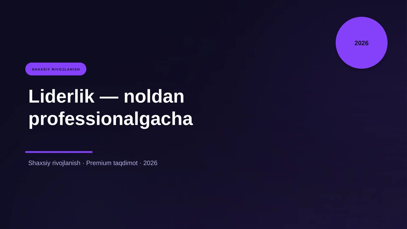 Liderlik — noldan professionalgacha