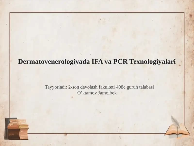 Dermatovenerologiyada IFA va PCR Texnologiyalari