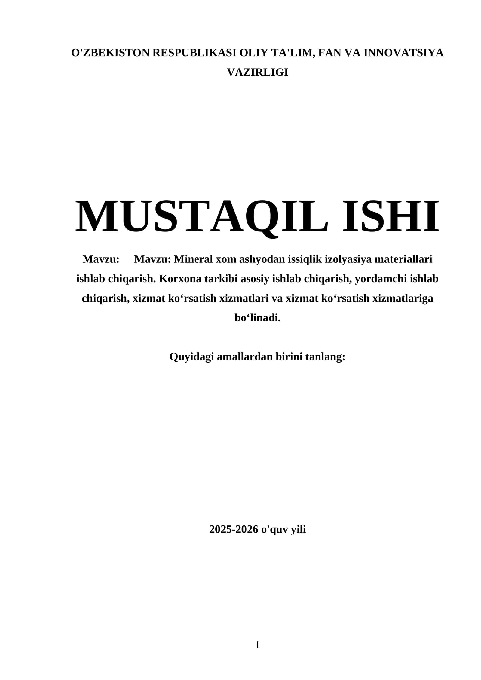 Mineral xom ashyodan issiqlik izolyasiya materiallari