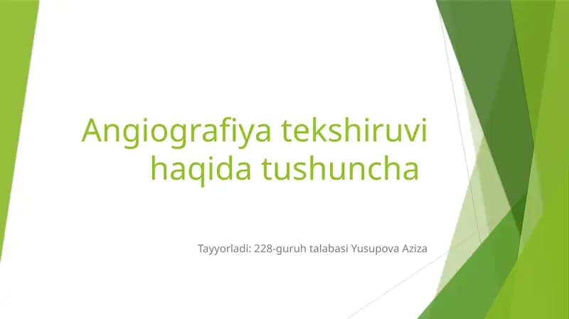 Angiografiya tekshiruvi haqida tushuncha