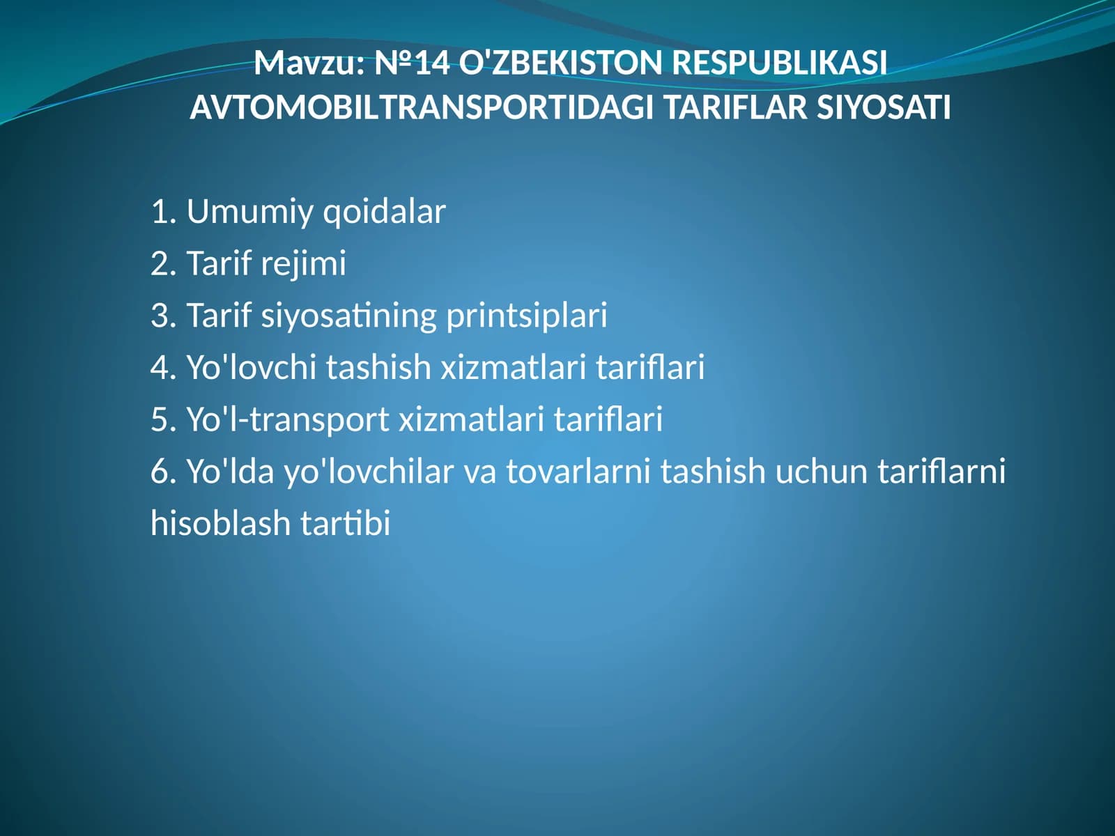 O'ZBEKISTON RESPUBLIKASI AVTOMOBIL TRANSPORTIDA GITARIFLARSI YOSATI