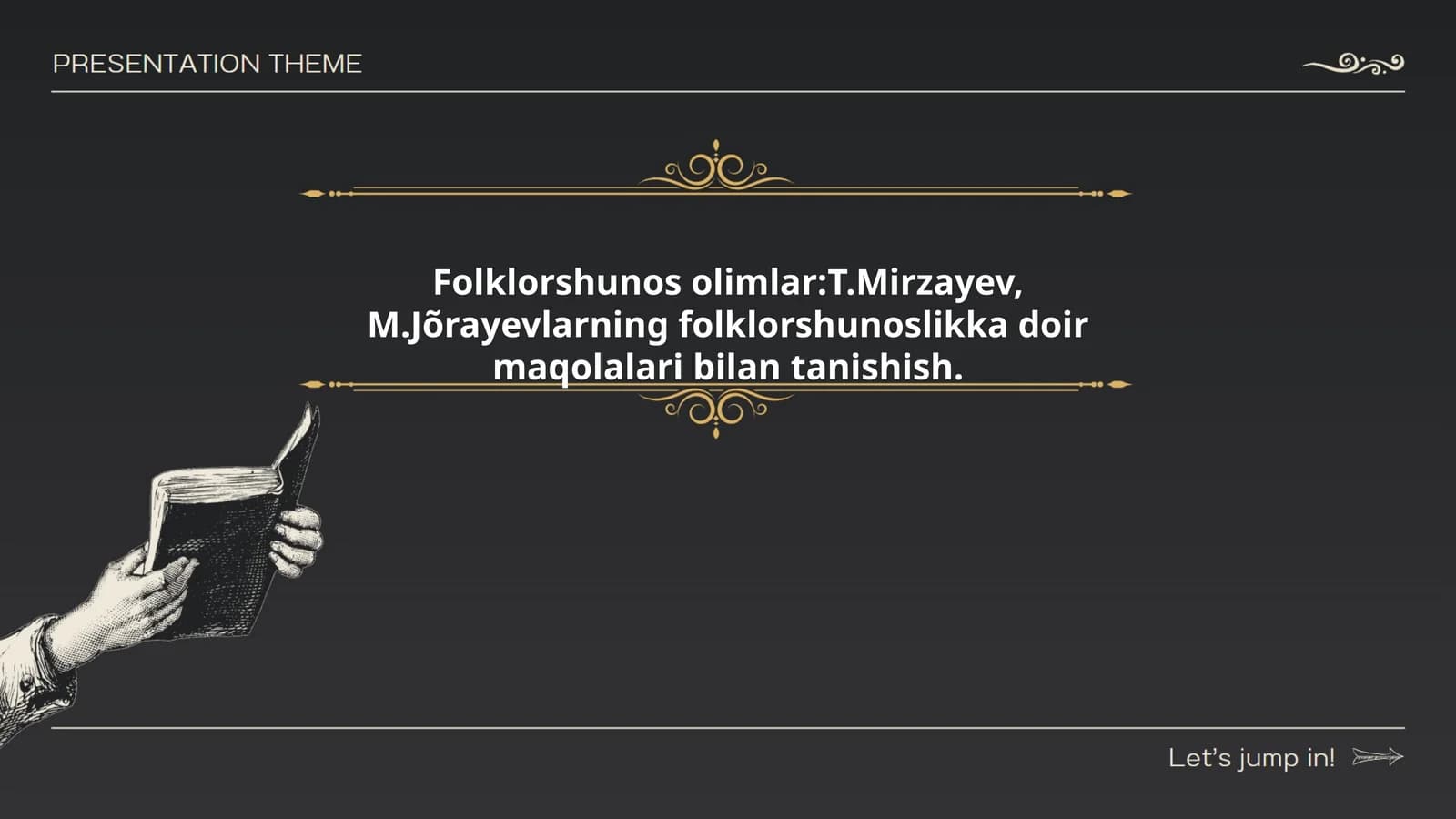 Reja: T.Mirzayev, M.Jõrayev Folklorshunoslik Maqolalari