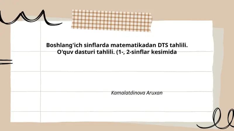 Boshlang'ich sinflarda matematikadan DTS tahlili