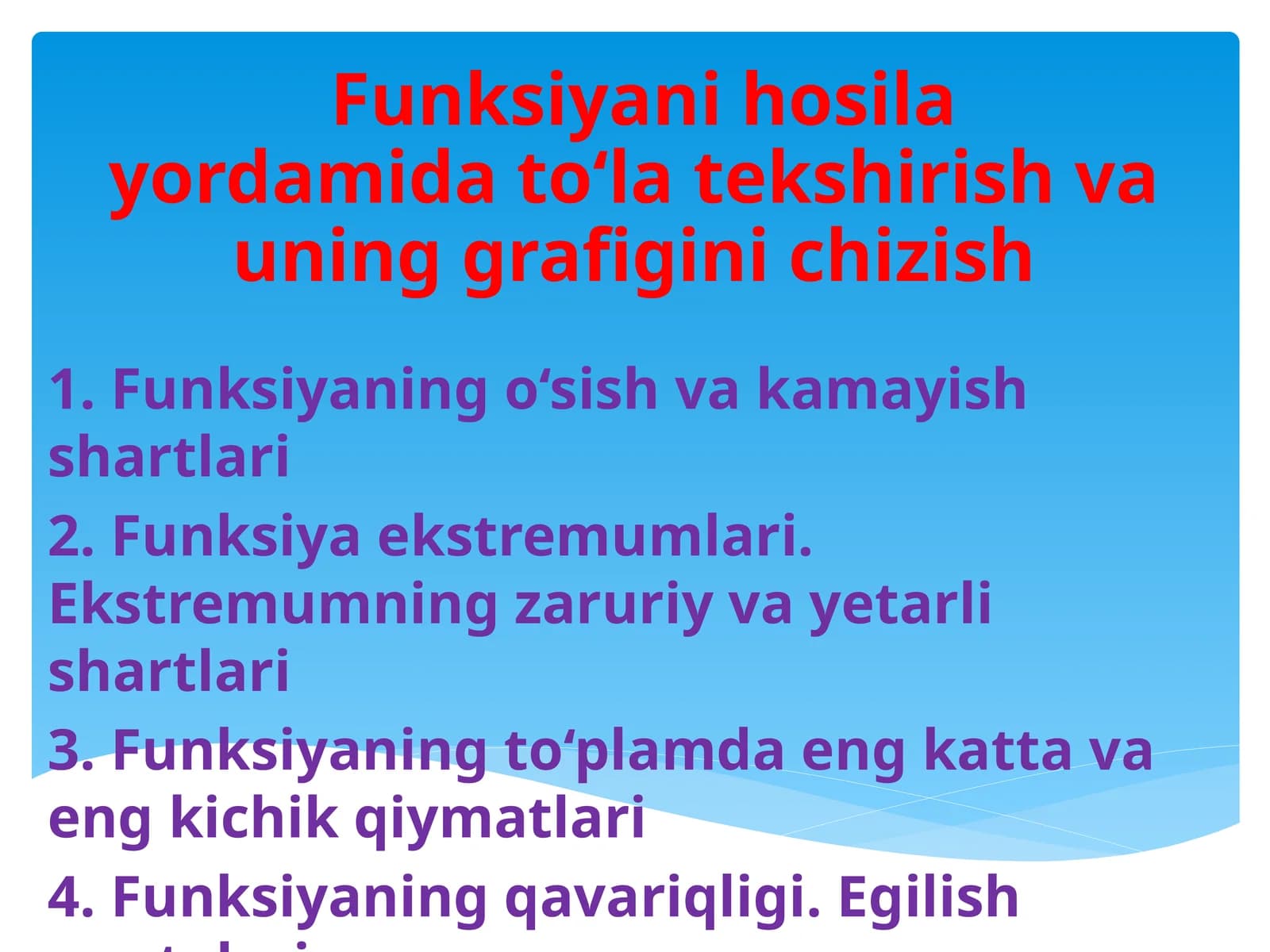 Funksiyani hodisalayotgan va uning grafikini chizish