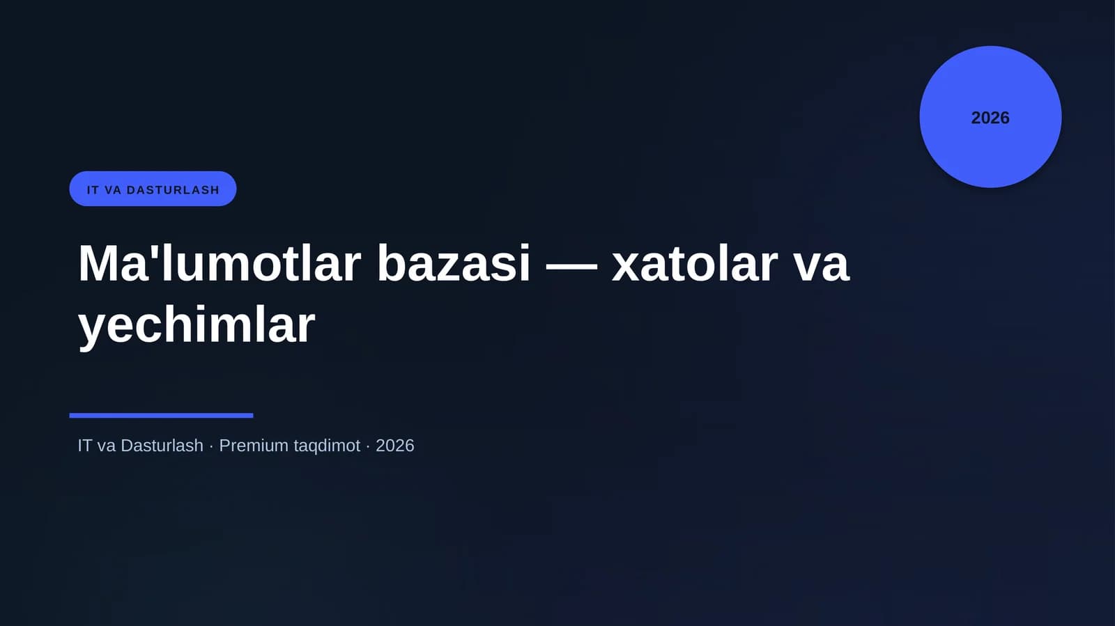 Ma'lumotlar bazasi — xatolar va yechimlar