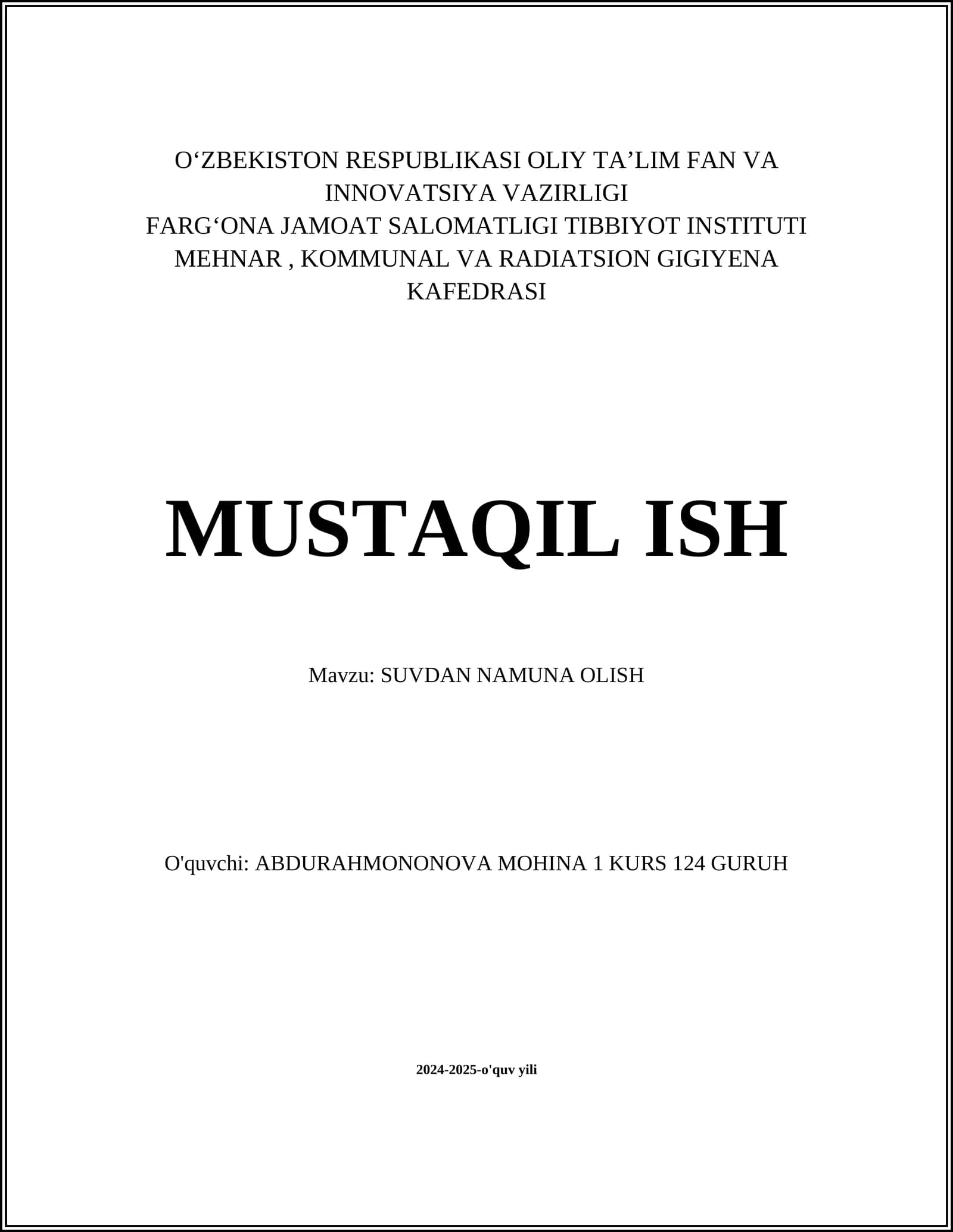 SUVDAN NAMUNA OLISH