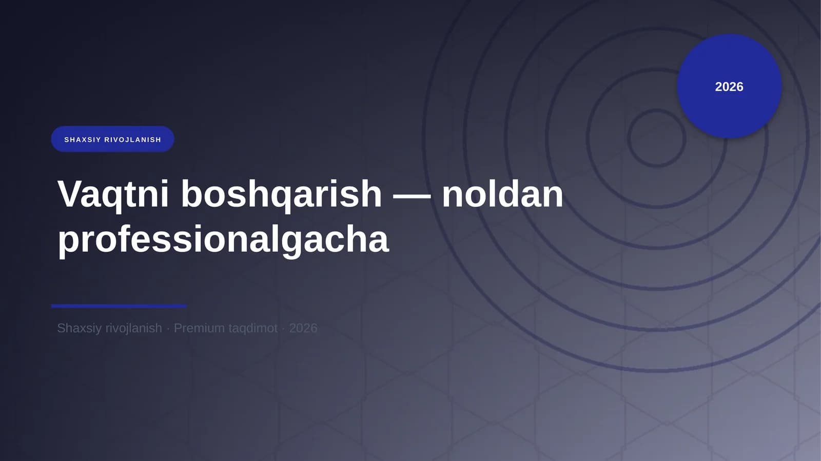 Vaqtni boshqarish — noldan professionalgacha