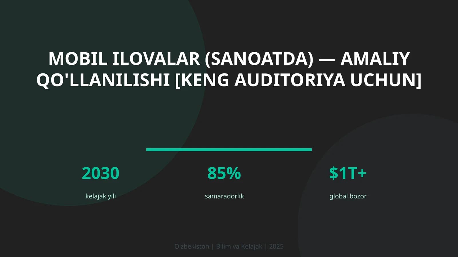 MOBIL ILOVALAR (SANOATDA) — AMALIY QO'LLANILISHI [KENG AUDITORIYA UCHUN]