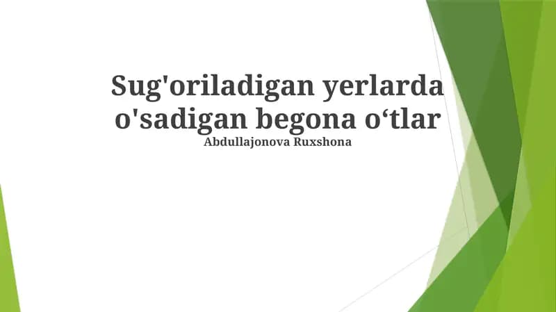 Sug'oriladigan yerlarda o'sadigan begona oʻtlar