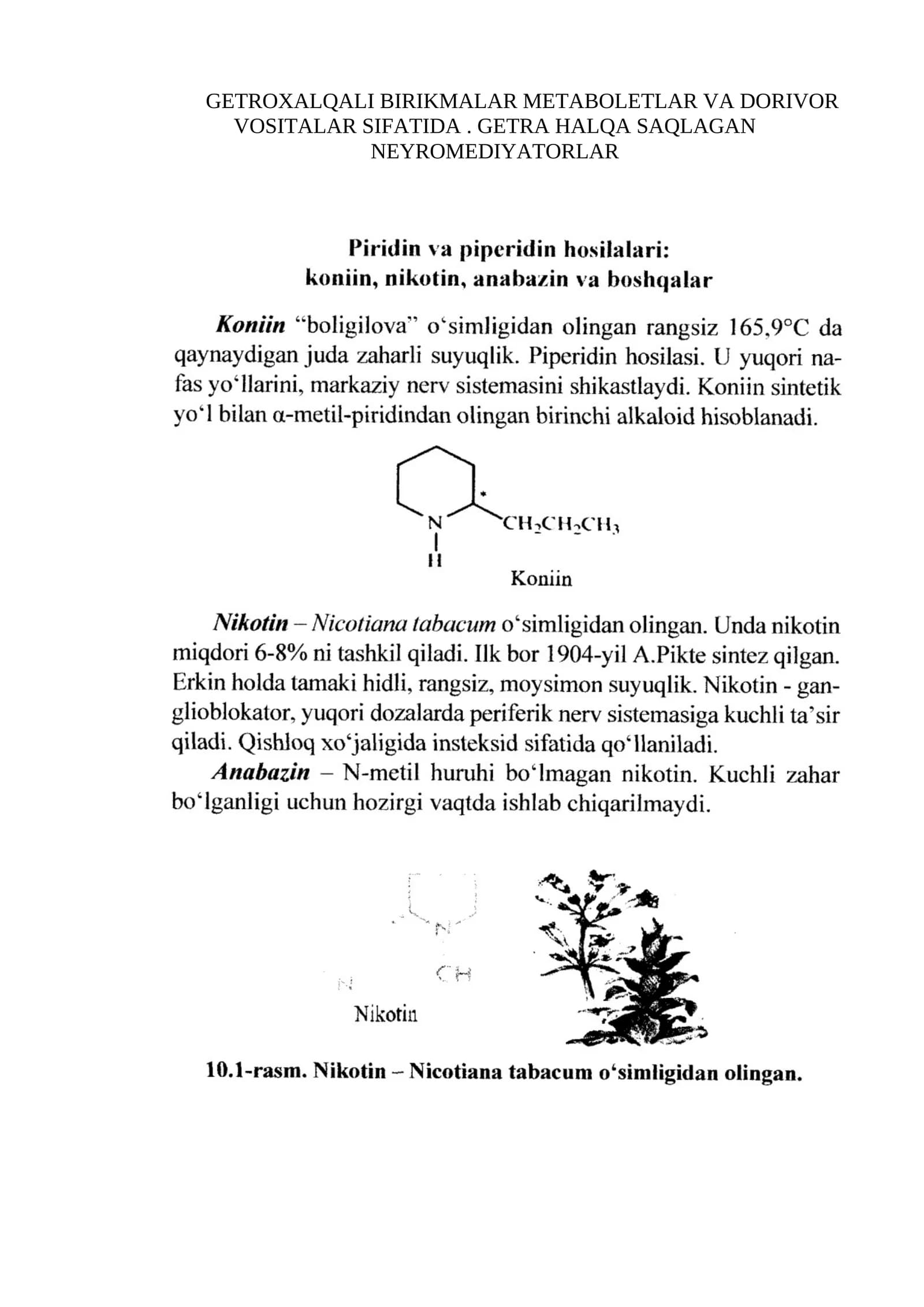 GETROXALQALI BIRIKMALAR METABOLETLAR VA DORIVOR VOSITALAR SIFATIDA