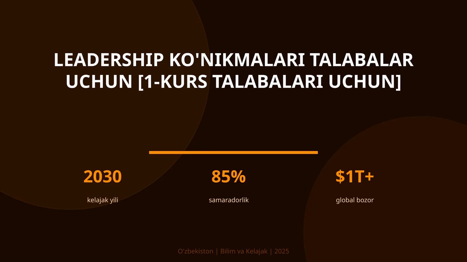 Leadership ko'nikmalari talabalar uchun [1-KURS TALABALARI UCHUN]