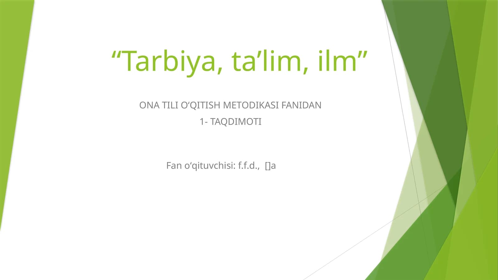 ONA TILI OʻQITISH METODIKASI FANIDAN
