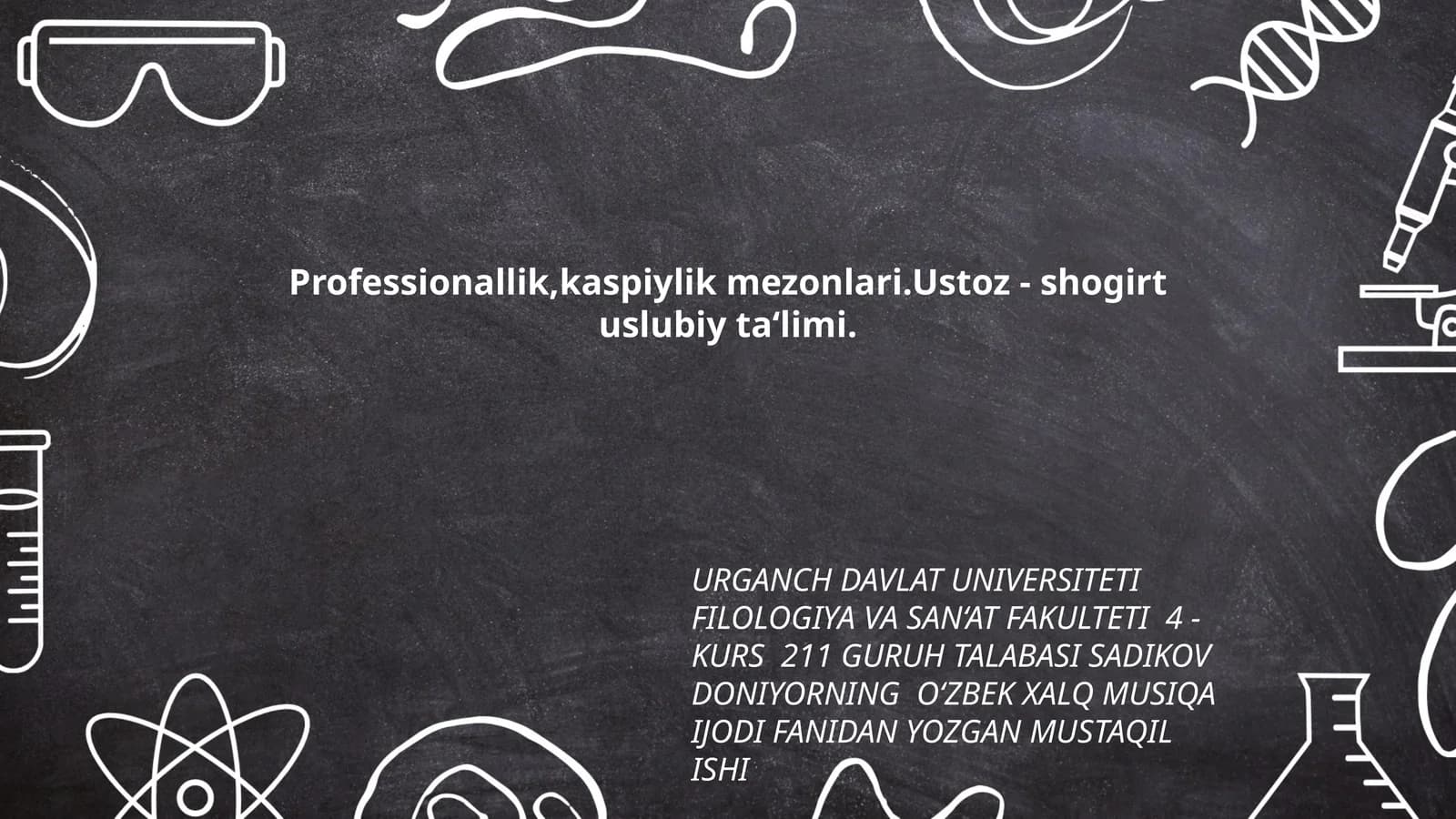 O‘ZBEK XALQ MUSIQA IJODI FANIDAN YOZGAN MUSTAQIL ISHI
