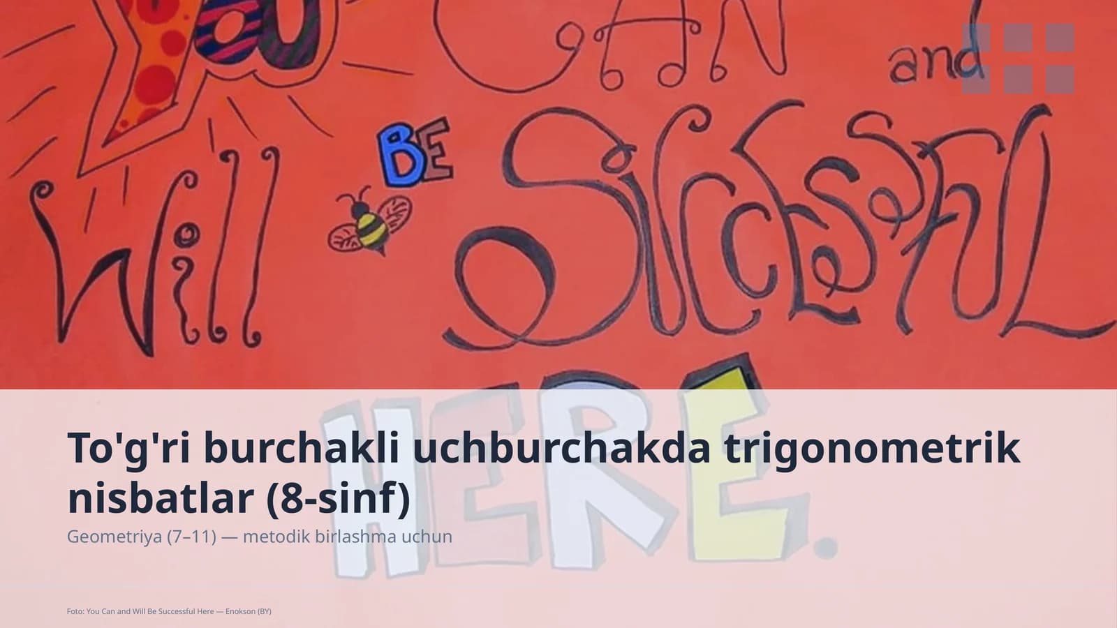 To'g'ri burchakli uchburchakda trigonometrik nisbatlar (8-sinf)