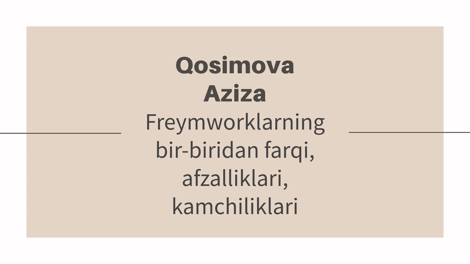 Freymworklarning Bir-biridan Farqi
