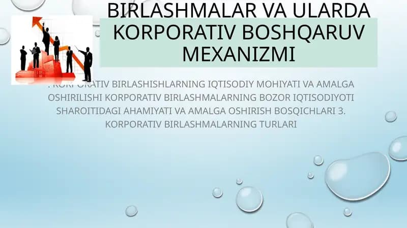Korporativ birlashmalar va ularda korporativ boshqaruv mexanizmi