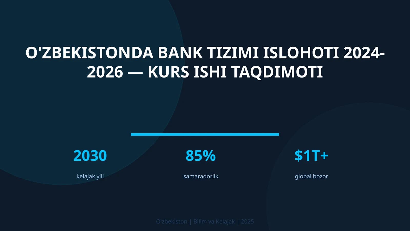 O'zbekistonda bank tizimi islohoti 2024-2026 — KURS ISHI TAQDIMOTI