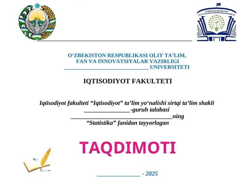 Biznes statistikasida ko‘rsatkichlar tizimi