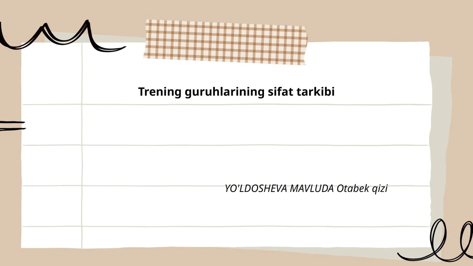 Trening guruhlarining sifat tarkibi