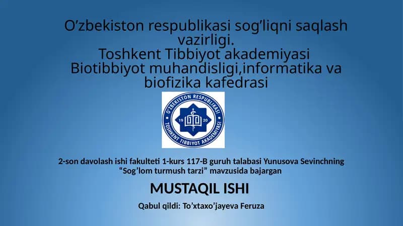 "Sog’lomturmush tarzi"