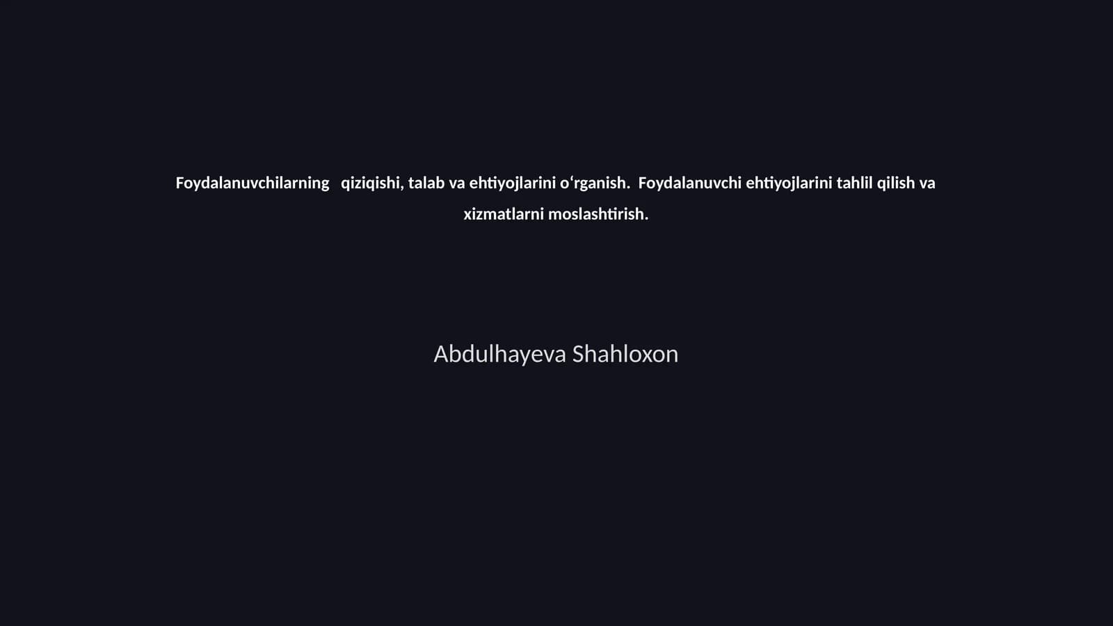 Abdulhayeva Shahloxon