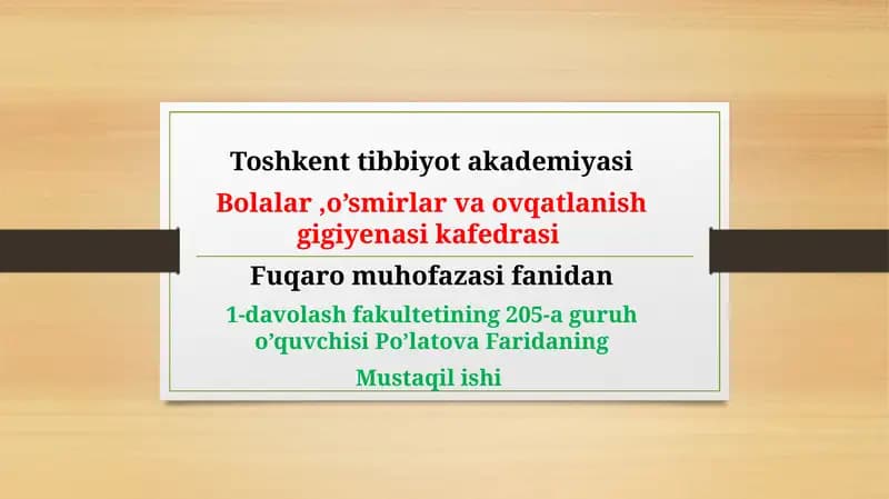 TАBIIY, TEXNOGEN, EKOLOGIK VA IJTIMOIY TUSDAGI FAVQULOTDA VAZIYATLARDA HAYOT FAOLIYATI XAVFSIZLIGI VA FUQARO MUHOFAZASI
