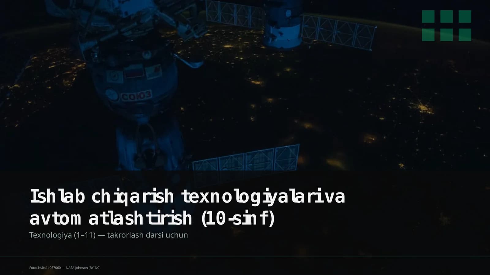 Ishlab chiqarish texnologiyalari va avtomatlashtirish (10-sinf)