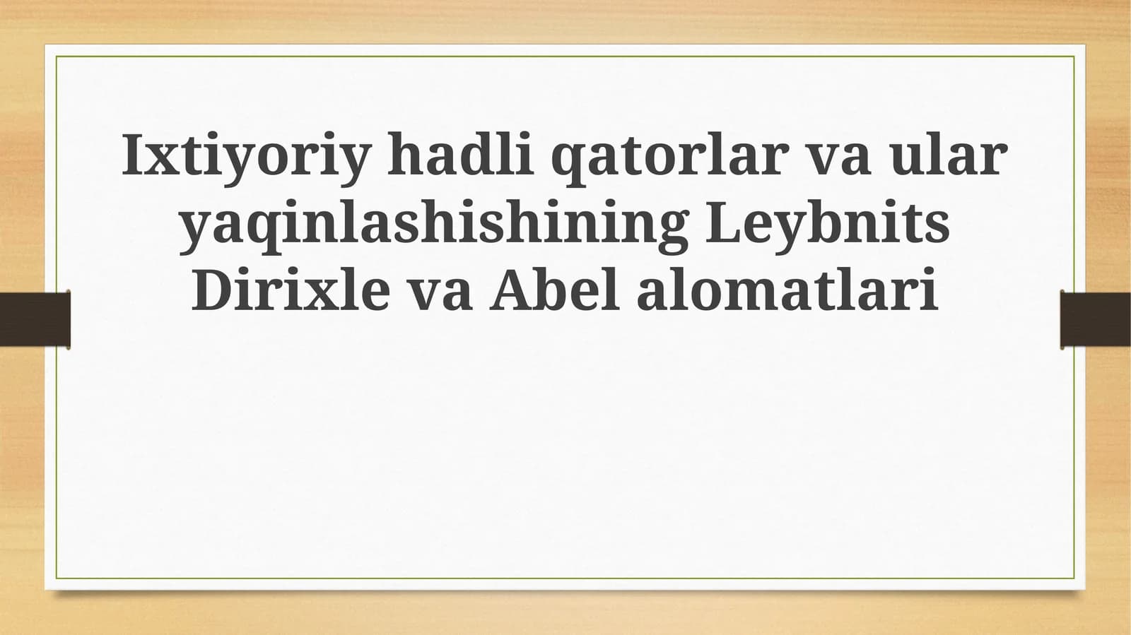 Muqobil Qatorlar va Ularning Yig'ilish Mezonlari