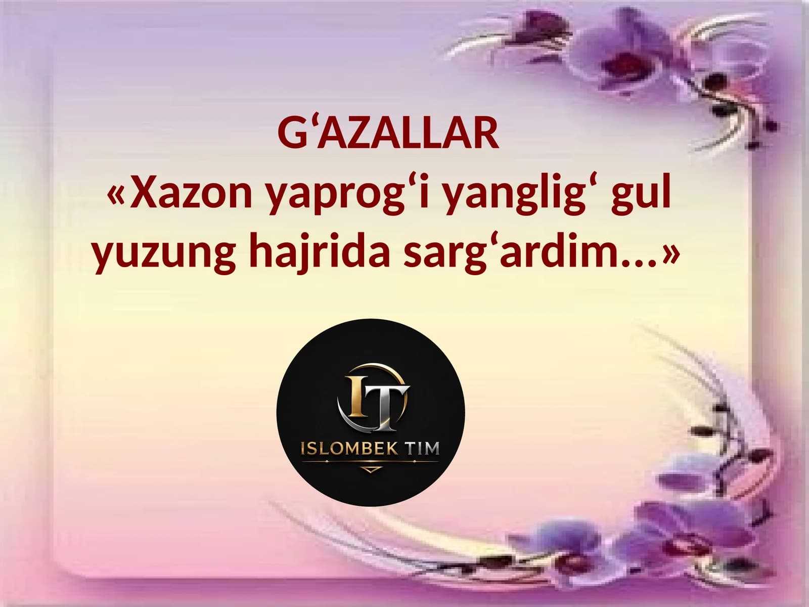 Xazon yaprog‘i yanglig‘ gulyuzung hajrida sarg‘ordim