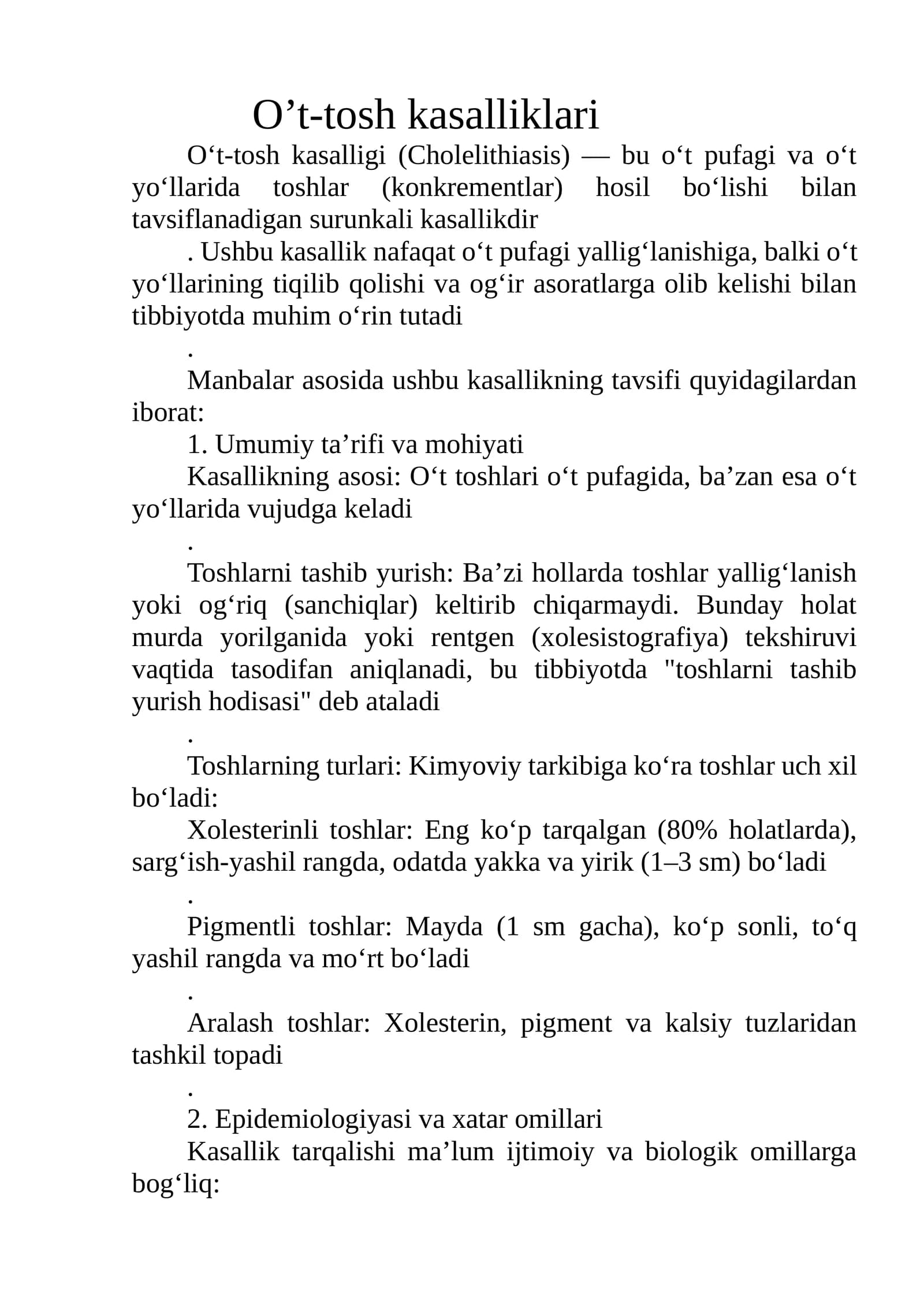 O't-tosh kasalliklari