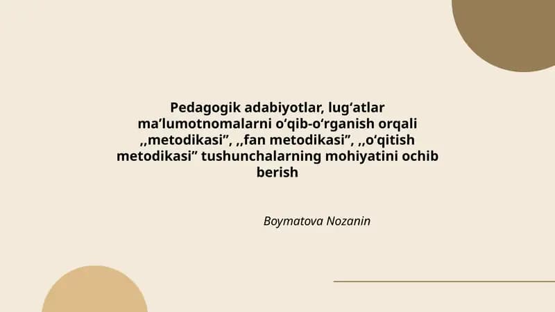 Pedagogik adabiyotlar, lugʻatlar maʼlumotnomalarni oʻqib-oʻrganish