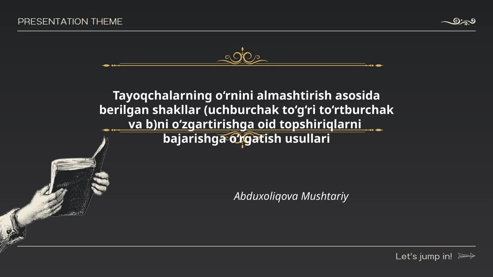 Tayoqchalarning o‘rnini almashtirish asosida berilgan shakllar