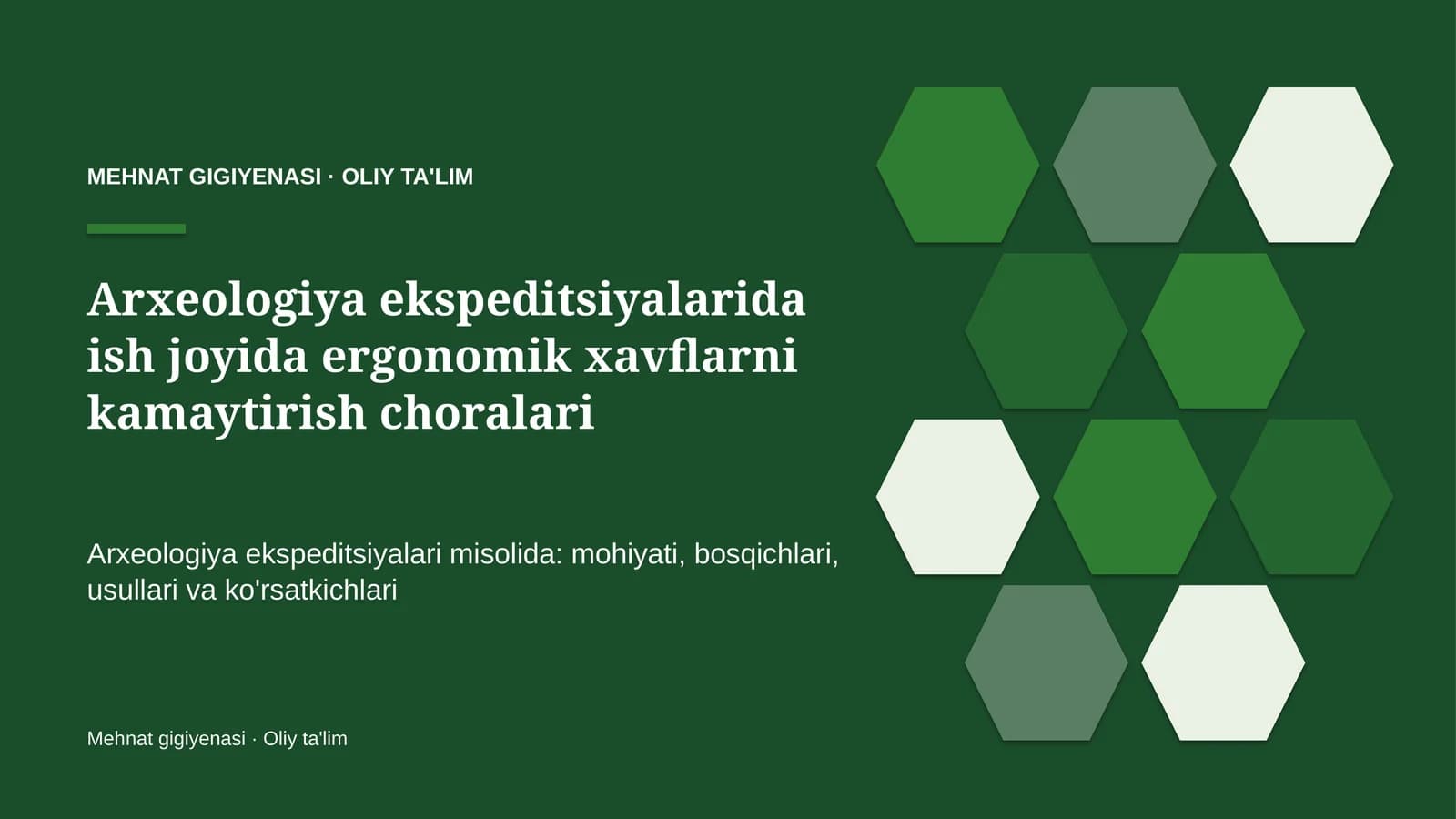 arxeologiya ekspeditsiyalarida ish joyida ergonomik xavflarni kamaytirish choralari 4102