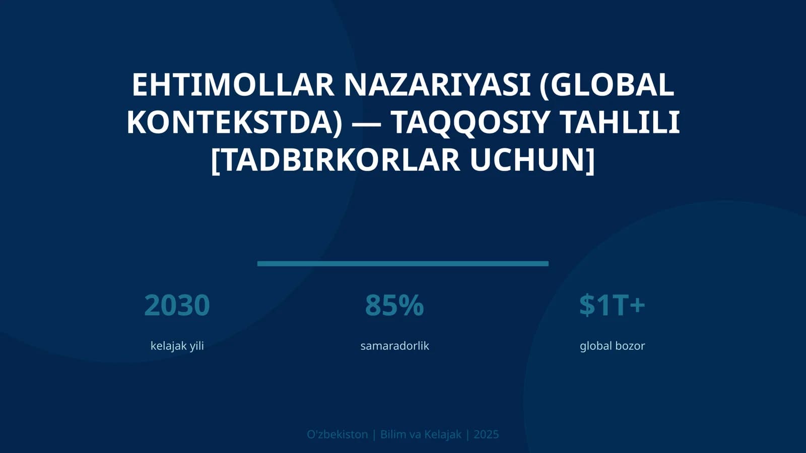Ehtimollar nazariyasi (global kontekstda) — taqqosiy tahlili [tadbirkorlar uchun]