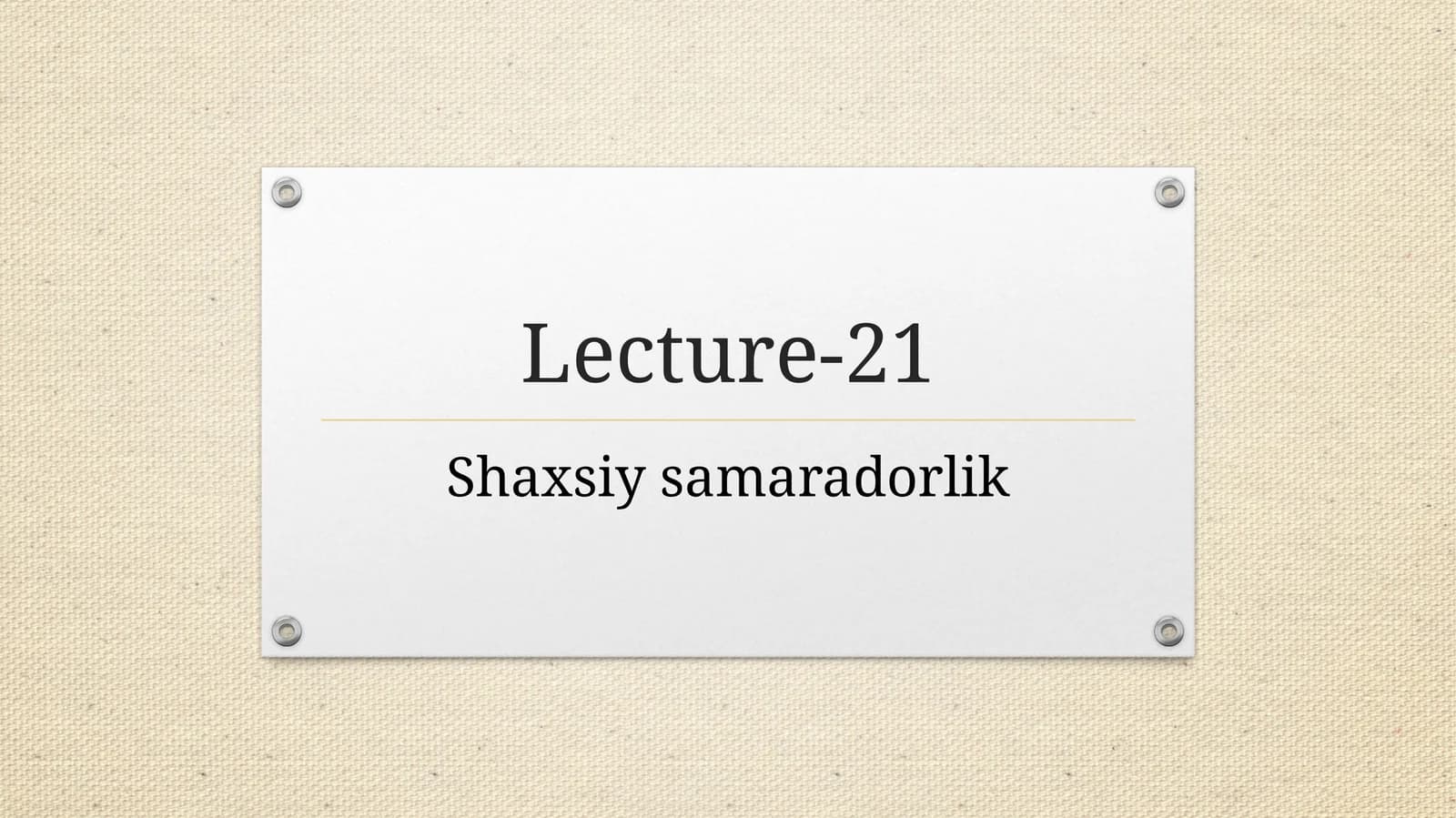 Shaxsiysamaradorlik