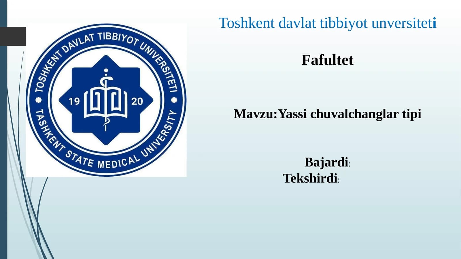 Toshkent Davlat Tibbiyot Universiteti Fafulteti