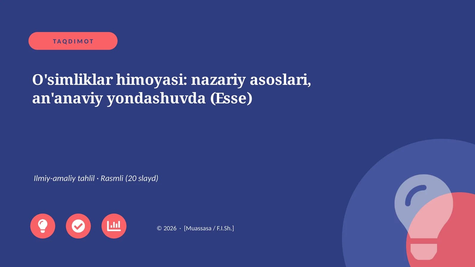 O'simliklar himoyasi: nazariy asoslari, an'anaviy yondashuvda (Esse)