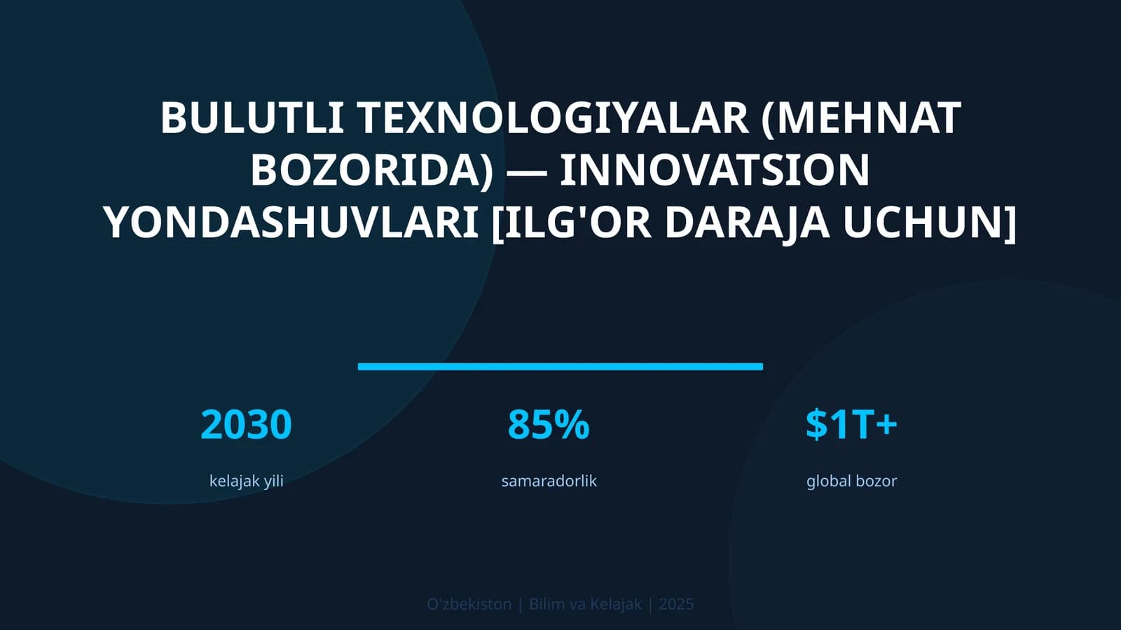 Bulutli texnologiyalar (mehnat bozorida) — innovatsion yondashuvlari [ilg'or daraja uchun]