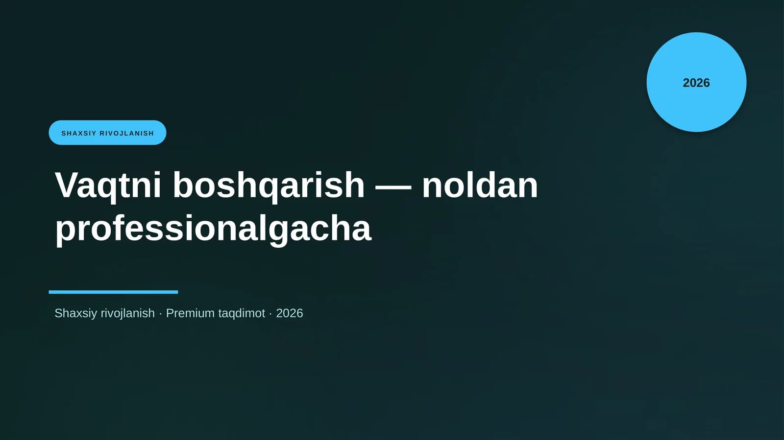 Vaqtni boshqarish — noldan professionalgacha