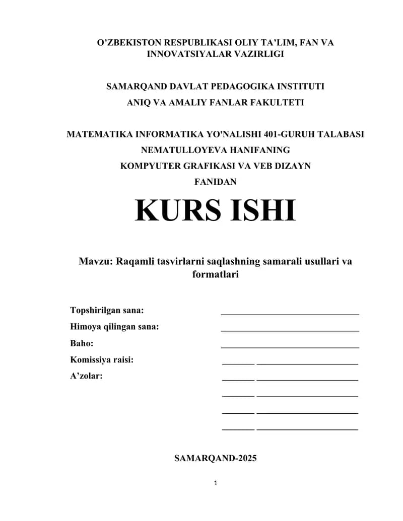 Kompyuter grafikasi va veb dizayn