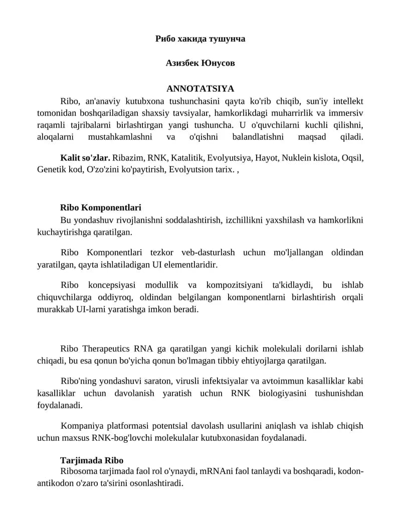 Ribo Komponentlari