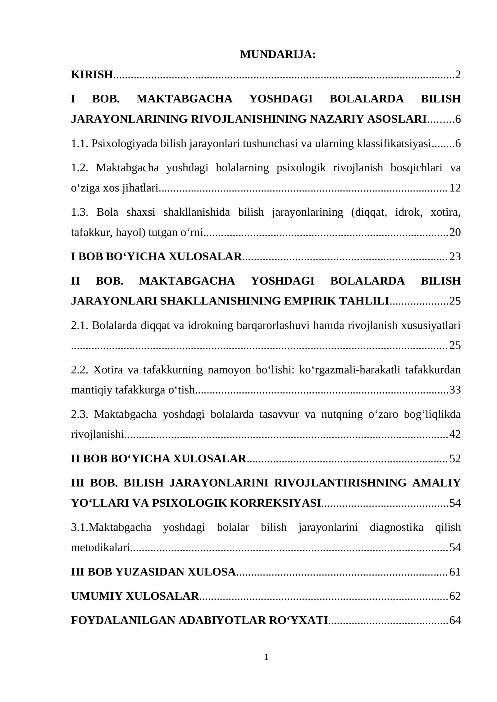 BOLALARDA BILISH JARAYONLARI SHAKLLANISHI