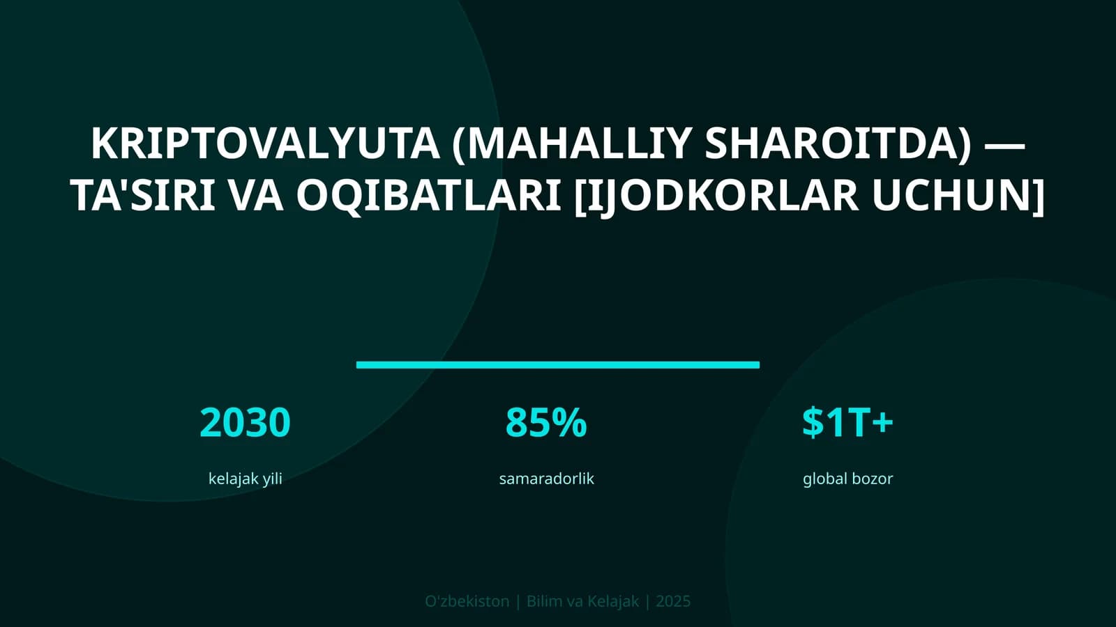 Kriptovalyuta (mahalliy sharoitda) — ta'siri va oqibatlari [ijodkorlar uchun]