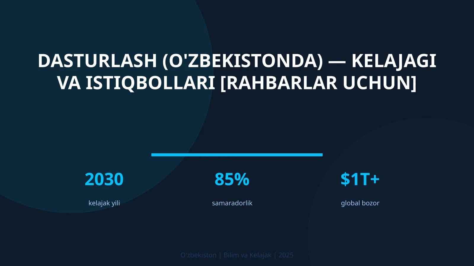 Dasturlash (O'zbekistonda) — kelajagi va istiqbollari [rahbarlar uchun]