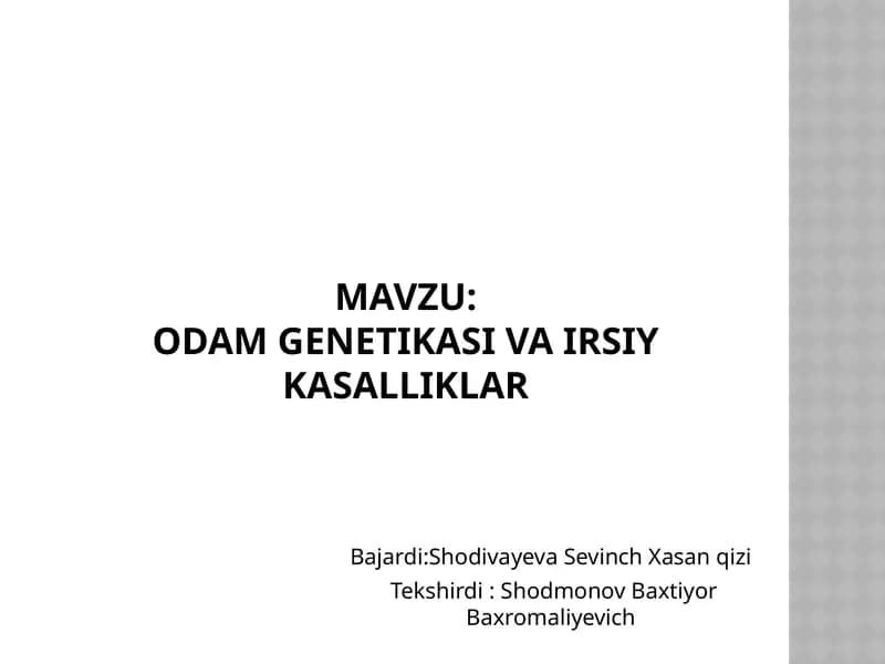 Odammenetikasivairsiykasalliklar