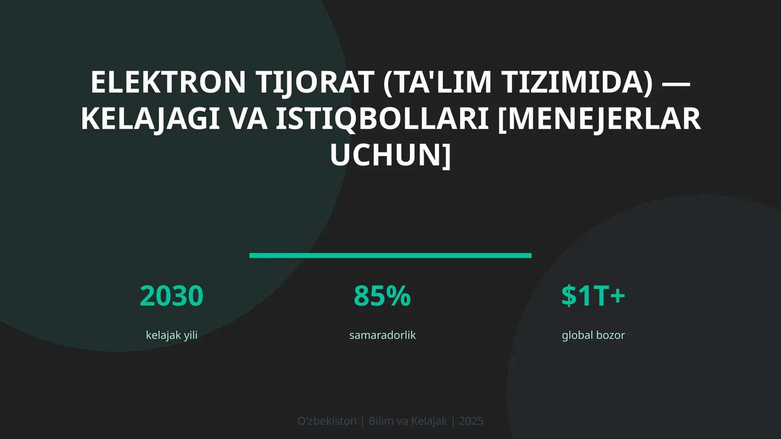 Elektron tijorat (ta'lim tizimida) — kelajagi va istiqbollari [menejerlar uchun]